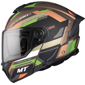 Casco moto MT ATOM 2 SV BAST A6 marrone opaco-nero-verde