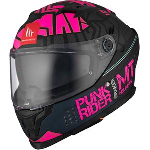 MT BRAKER SV PUNK RIDER B8 casco da moto integrale nero e rosa