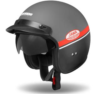 Casco moto aperto Cassida Oxygen Jawa OHC grigio-rosso-nero-bianco