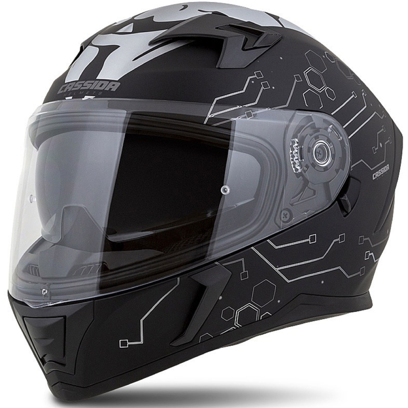 Casco moto Cassida 3.0 Hack Vision Integral grigio-argento-nero opaco Saldi