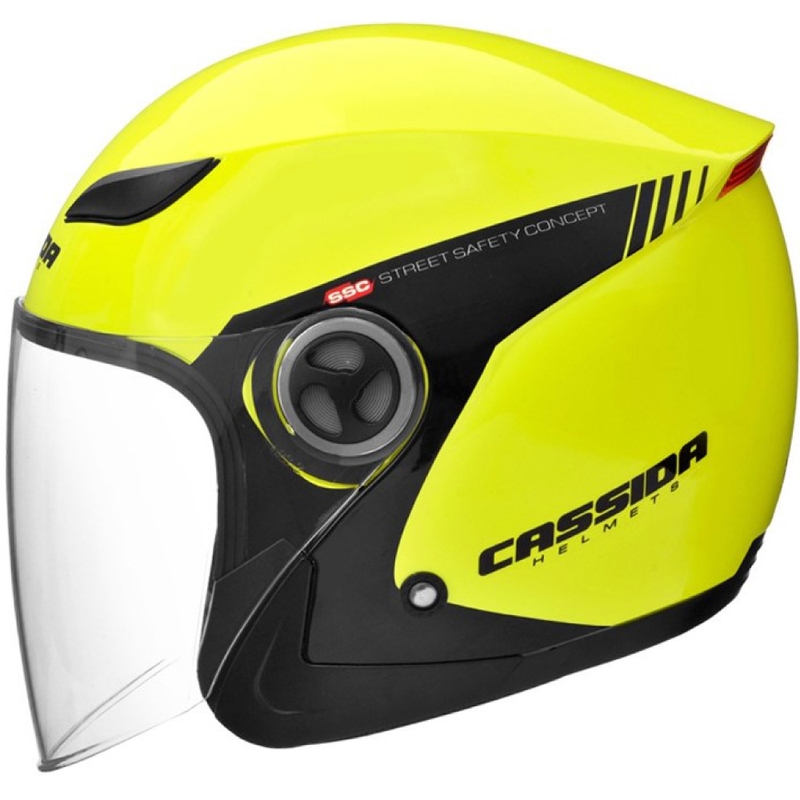 Casco moto aperto Cassida Reflex Safety nero-giallo fluo