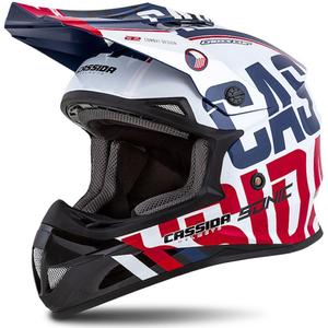Casco da motocross Cassida Cross Cup Sonic rosso-blu-bianco