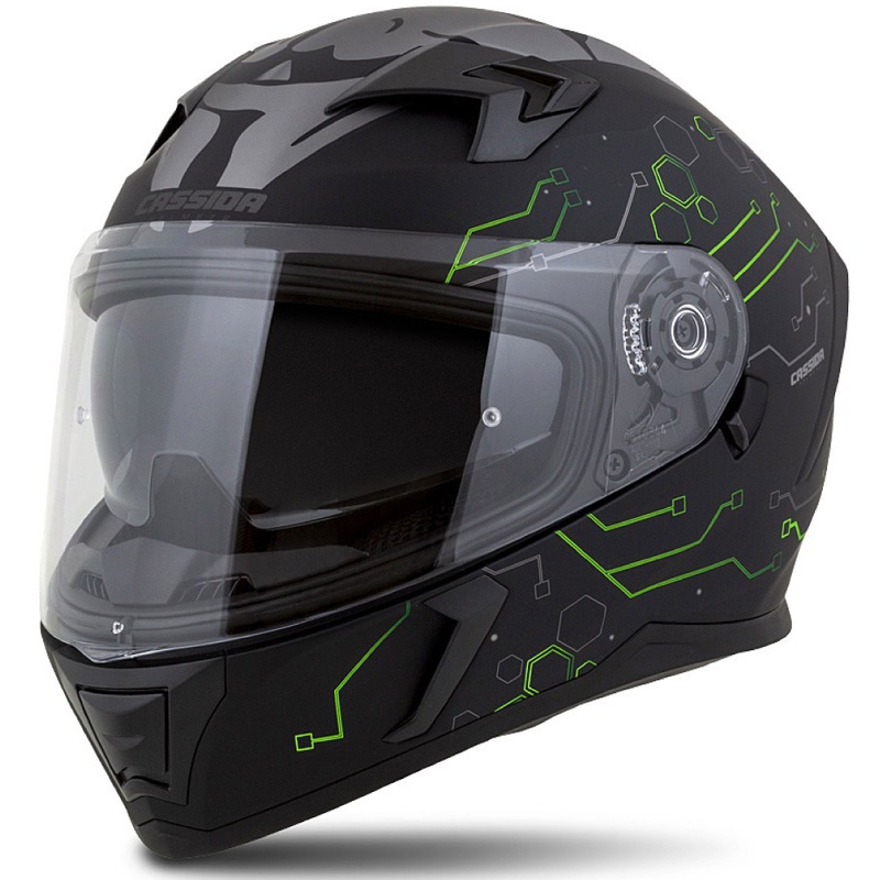 Casco moto Cassida 3.0 Hack Integral Verde-Nero Opaco