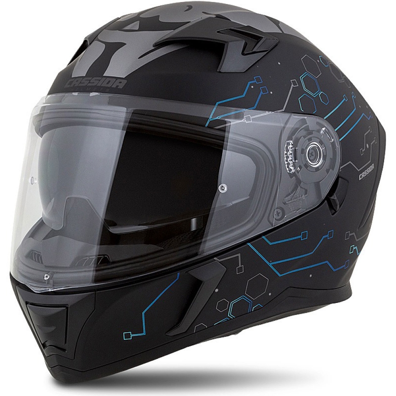 Casco moto integrato Cassida 3.0 Hack blu-nero opaco