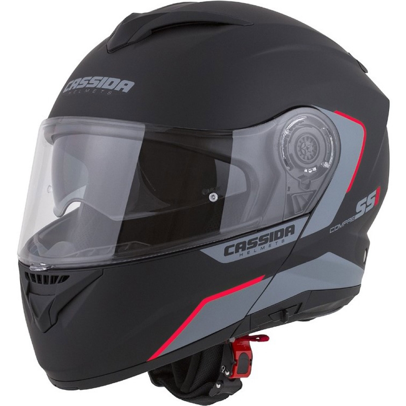 Casco da moto Cassida Compress 2.0 Refraction nero-grigio-rosso