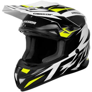 Cassida Cross Cup Two Casco da motocross nero-bianco-grigio-giallo fluo