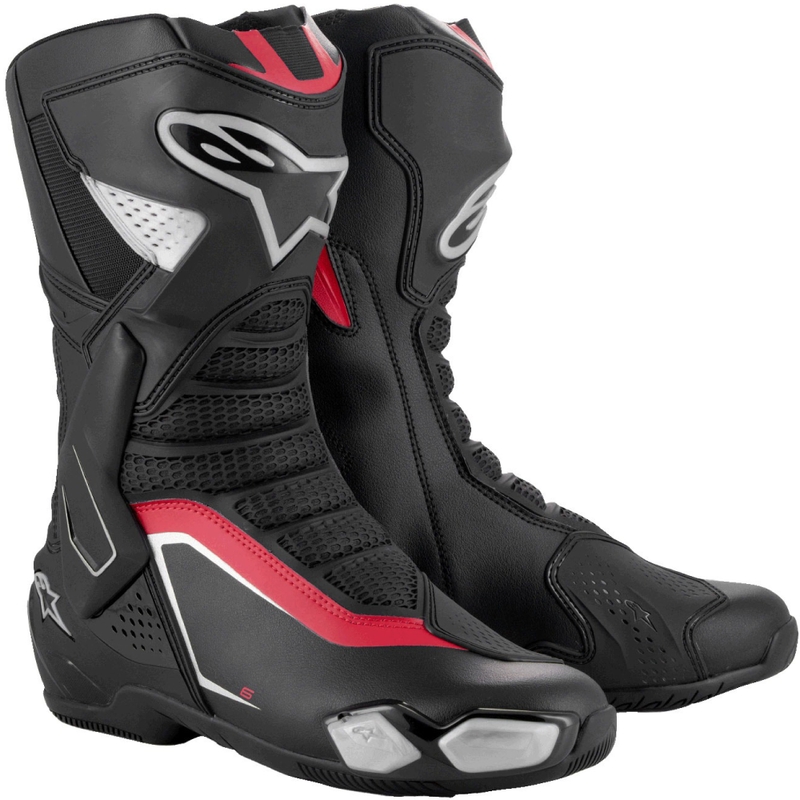 Stivali moto Alpinestars SMX-6 3 nero-argento-rosso