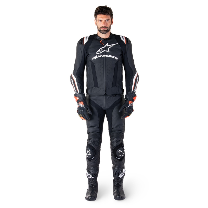 Giacca moto in pelle Alpinestars Missile 3 Ignition nero-bianco