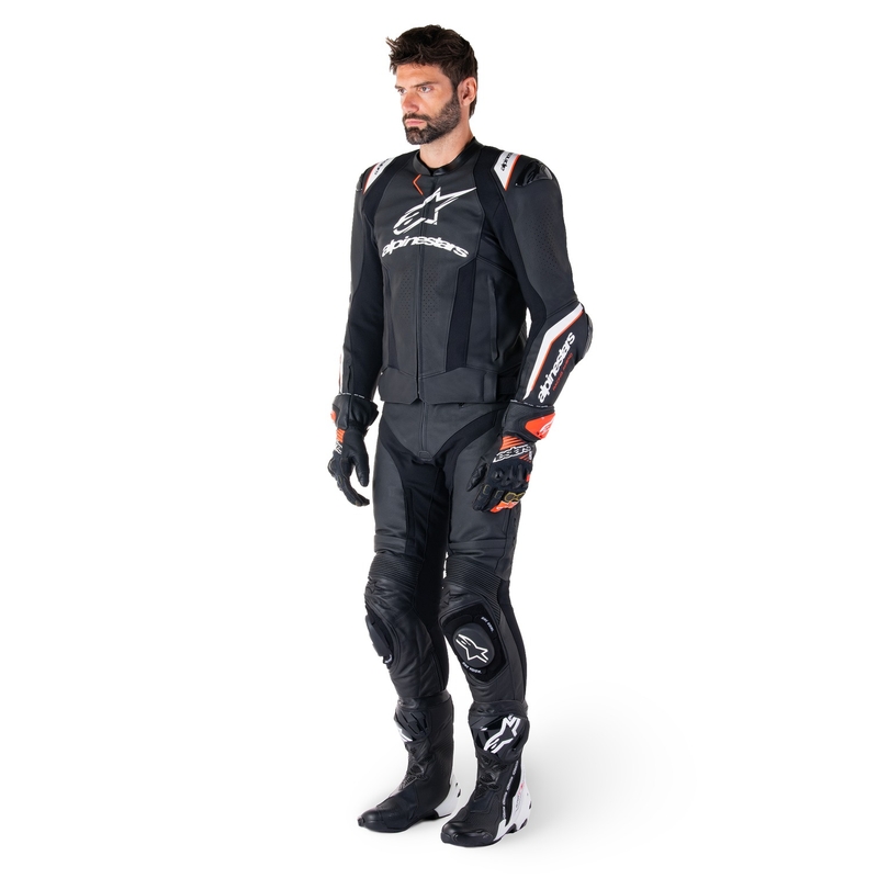 Giacca moto in pelle Alpinestars Missile 3 Ignition nero-bianco