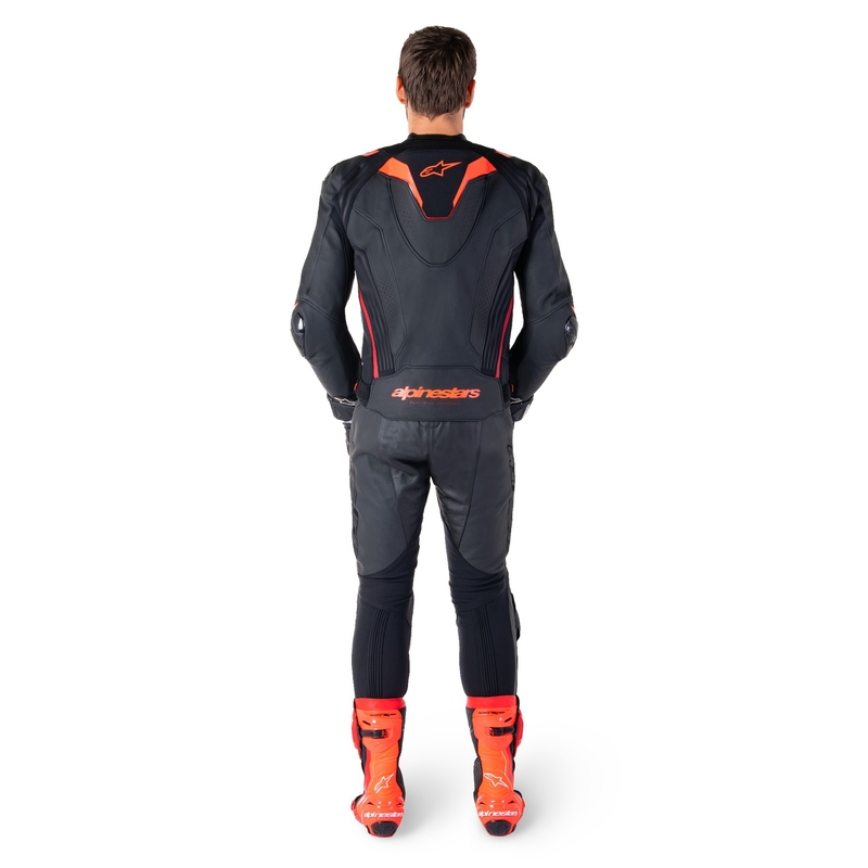 Giacca moto in pelle Alpinestars Missile 3 Ignition nero-rosso fluo-rosso scuro