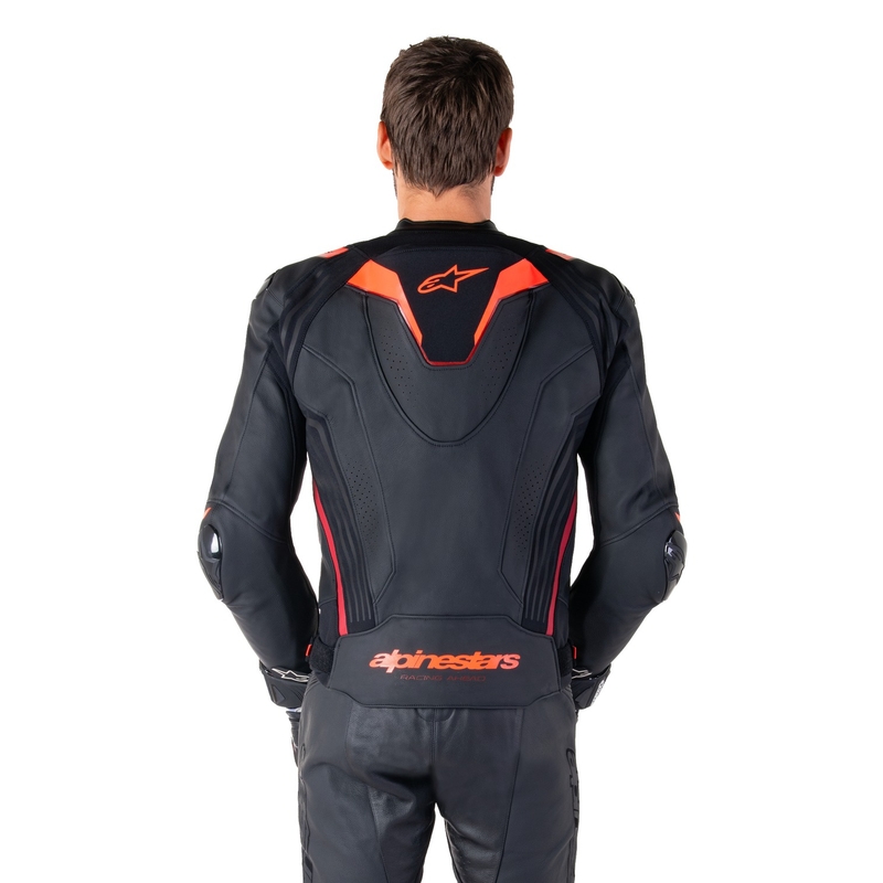Giacca moto in pelle Alpinestars Missile 3 Ignition nero-rosso fluo-rosso scuro
