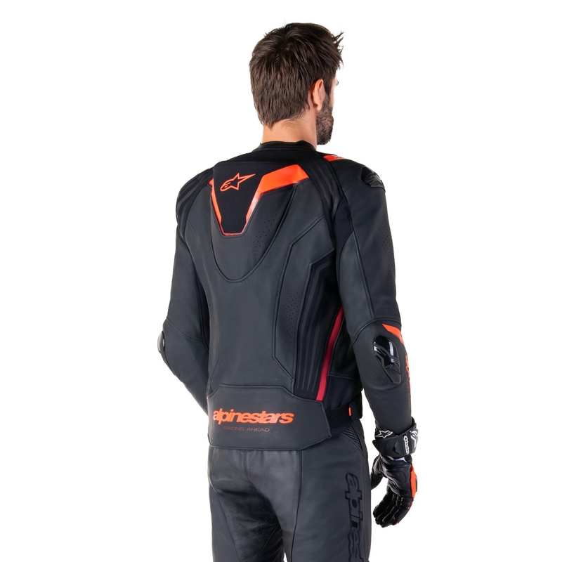 Giacca moto in pelle Alpinestars Missile 3 Ignition nero-rosso fluo-rosso scuro