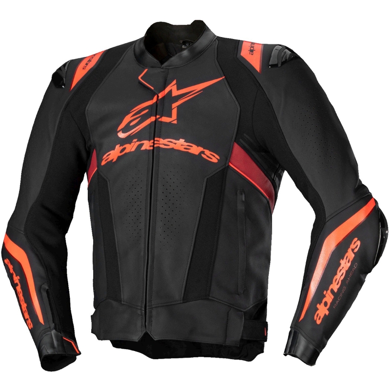 Giacca moto in pelle Alpinestars Missile 3 Ignition nero-rosso fluo-rosso scuro