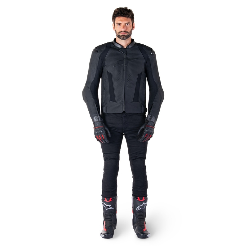 Giacca moto in pelle Alpinestars Missile 3 nero-nera
