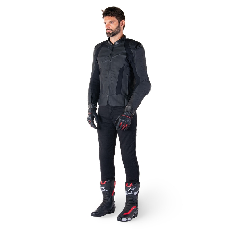 Giacca moto in pelle Alpinestars Missile 3 nero-nera