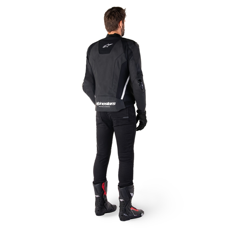 Giacca moto in pelle Alpinestars Missile 3 nero-bianco
