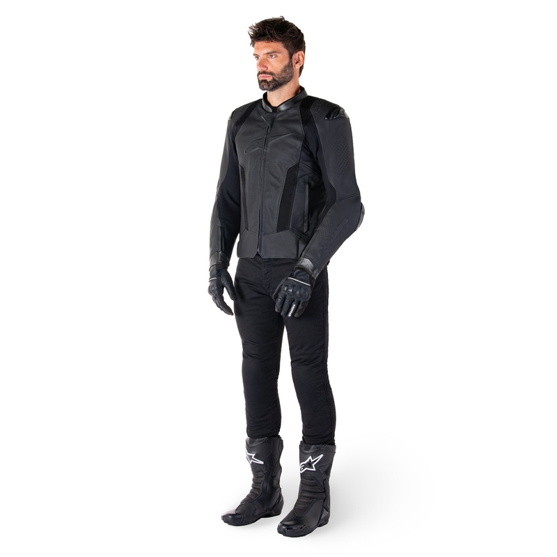 Giacca moto in pelle Alpinestars Missile 3 Airflow nero-nera