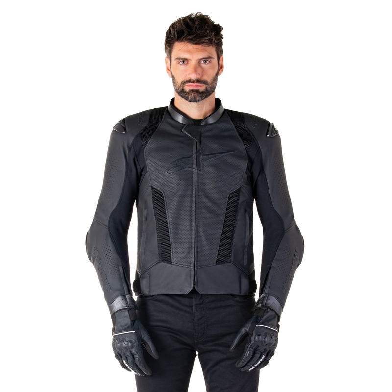 Giacca moto in pelle Alpinestars Missile 3 Airflow nero-nera