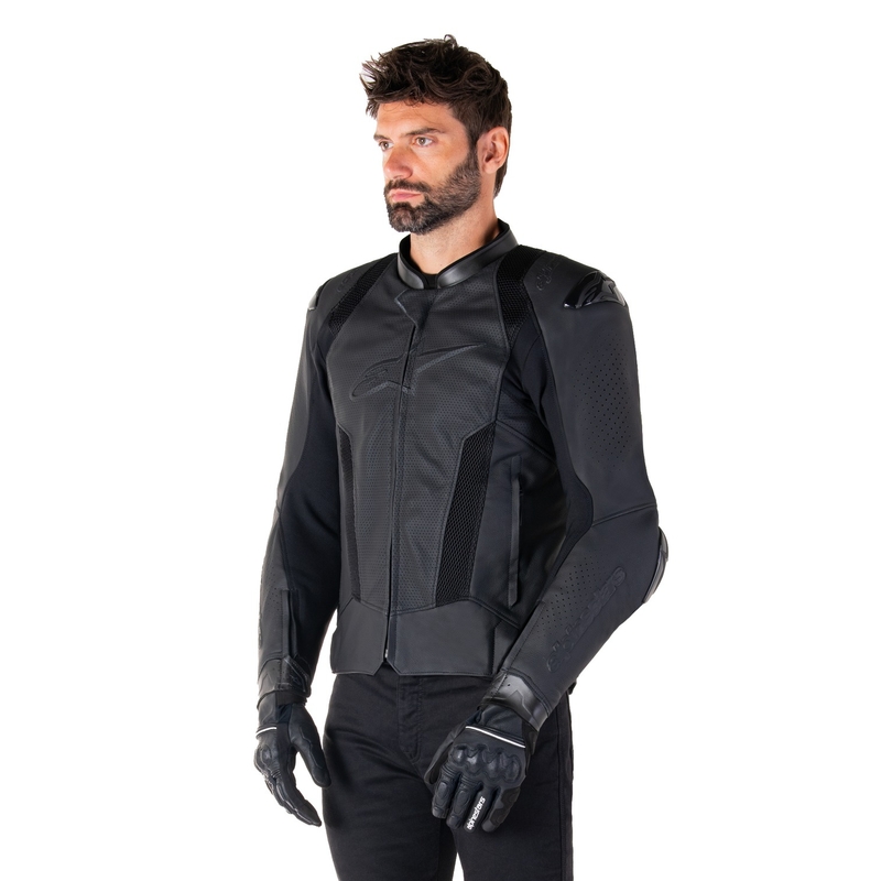 Giacca moto in pelle Alpinestars Missile 3 Airflow nero-nera