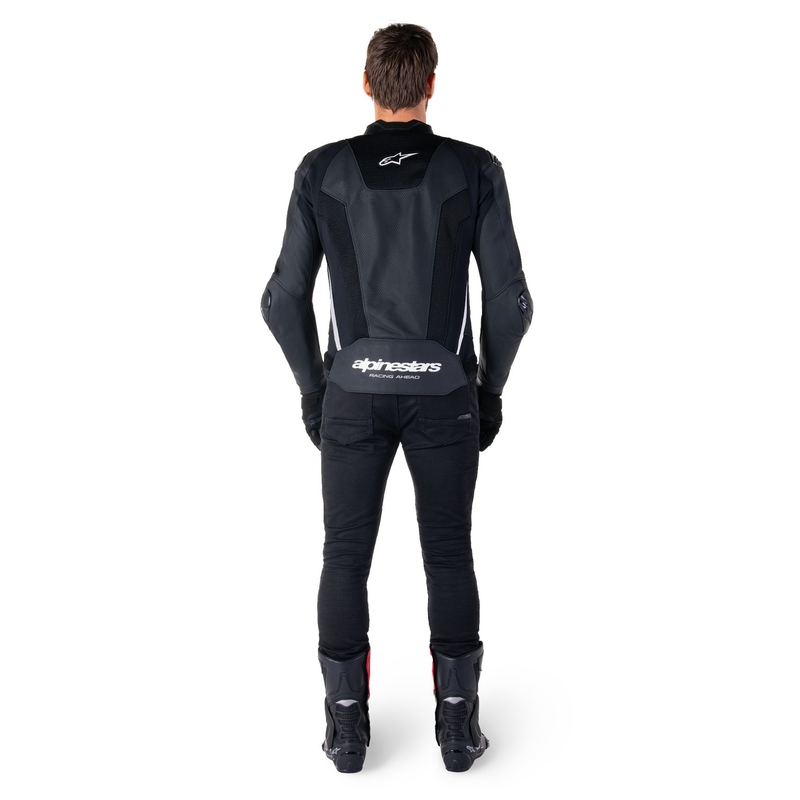 Giacca moto in pelle Alpinestars Missile 3 Airflow nero-bianco