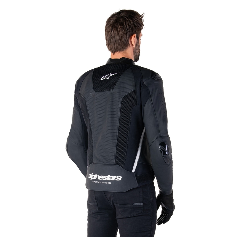 Giacca moto in pelle Alpinestars Missile 3 Airflow nero-bianco