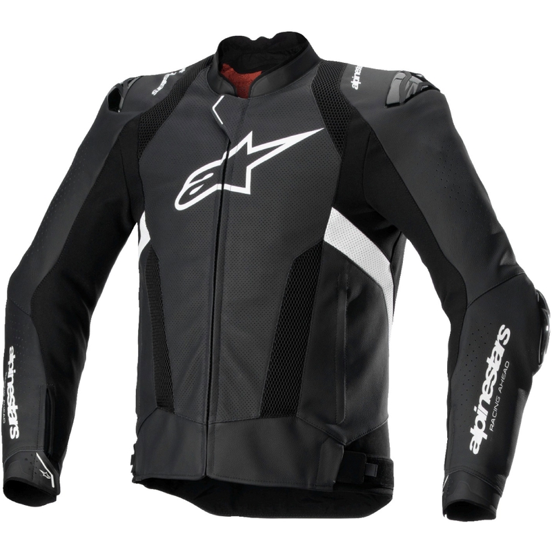 Giacca moto in pelle Alpinestars Missile 3 Airflow nero-bianco