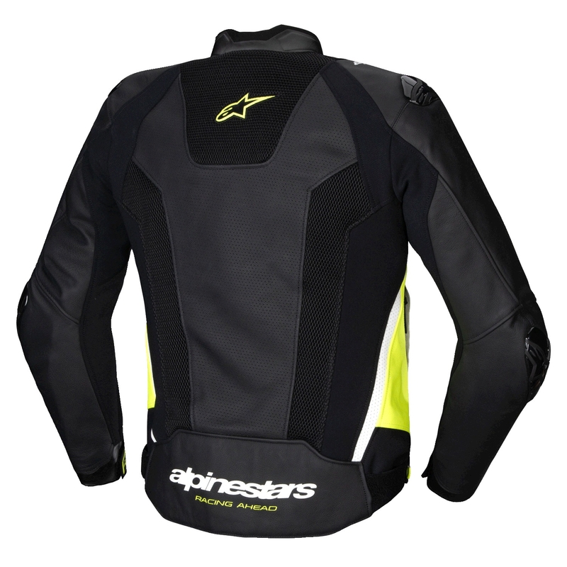 Giacca moto in pelle Alpinestars Missile 3 Airflow nero-giallo fluo-bianco