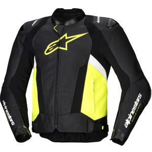 Giacca moto in pelle Alpinestars Missile 3 Airflow nero-giallo fluo-bianco
