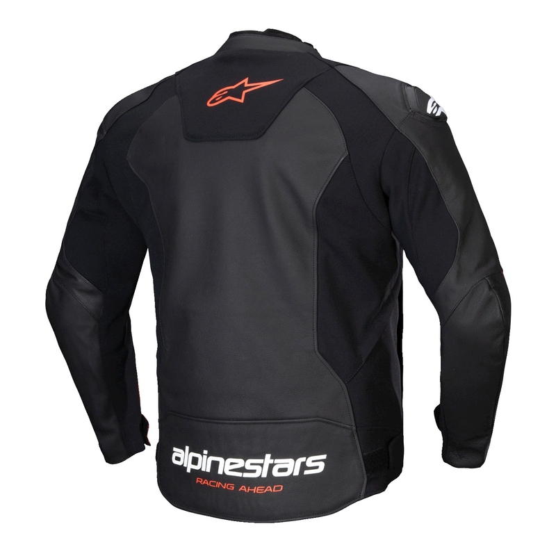 Giacca moto in pelle Alpinestars Faster 3 nero-rosso fluo