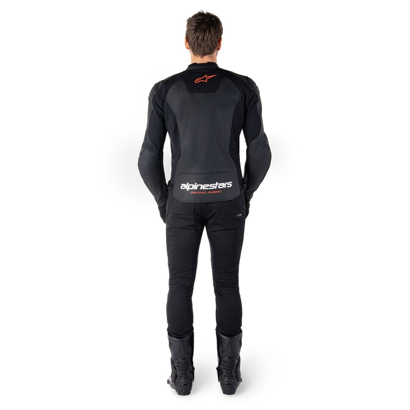 Giacca moto in pelle Alpinestars Faster 3 nero-rosso fluo