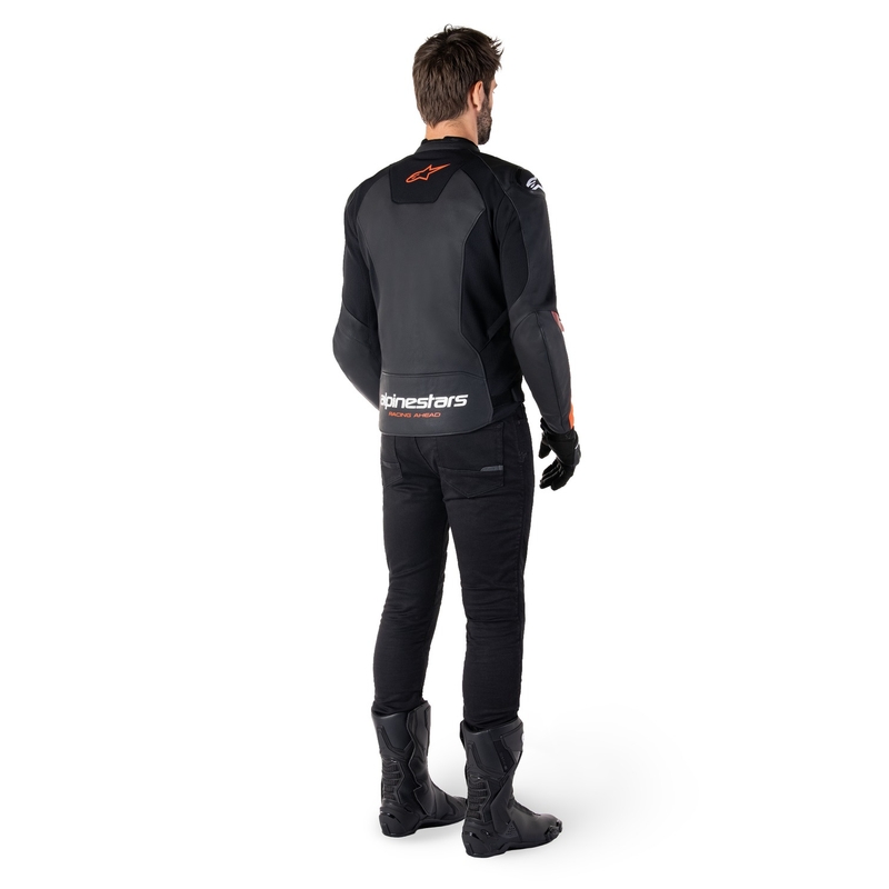 Giacca moto in pelle Alpinestars Faster 3 nero-rosso fluo