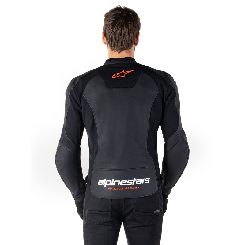 Giacca moto in pelle Alpinestars Faster 3 nero-rosso fluo
