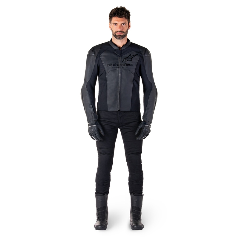 Giacca moto in pelle Alpinestars Faster 3 nero-nera