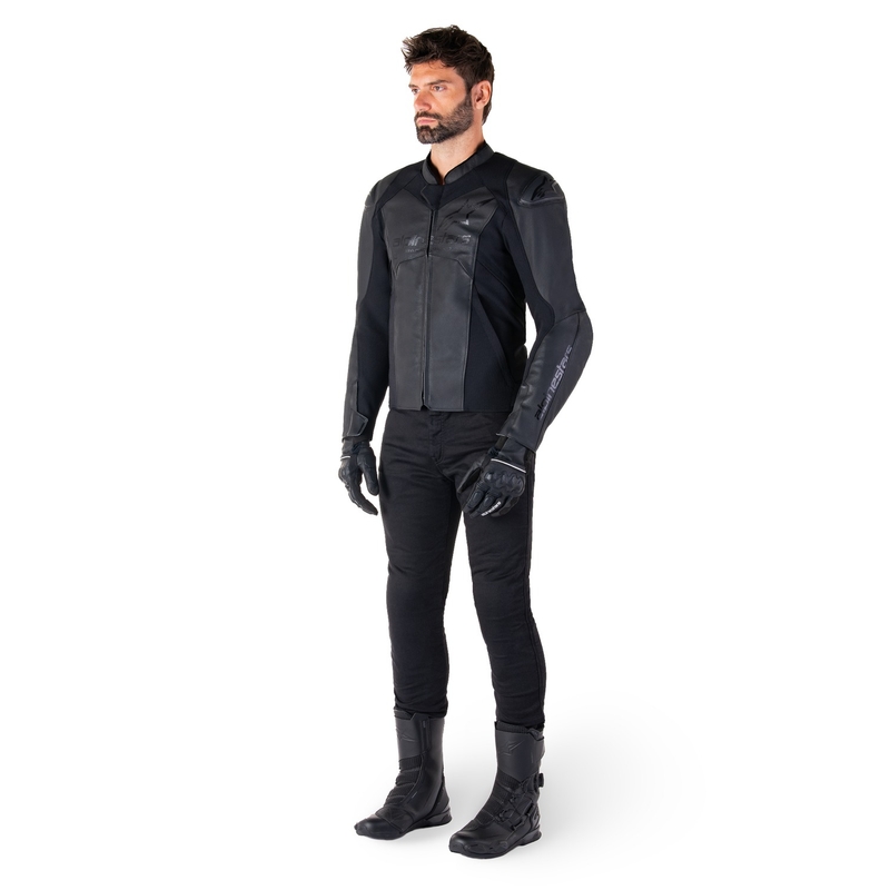 Giacca moto in pelle Alpinestars Faster 3 nero-nera