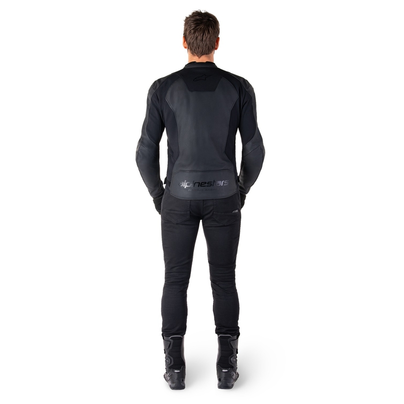 Giacca moto in pelle Alpinestars Faster 3 nero-nera