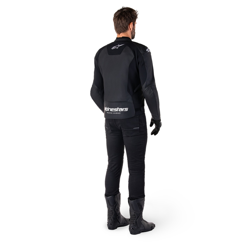 Giacca moto in pelle Alpinestars Faster 3 nero-bianco