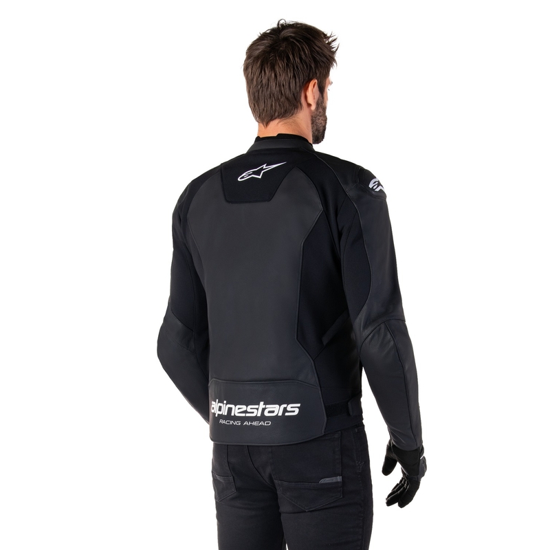 Giacca moto in pelle Alpinestars Faster 3 nero-bianco