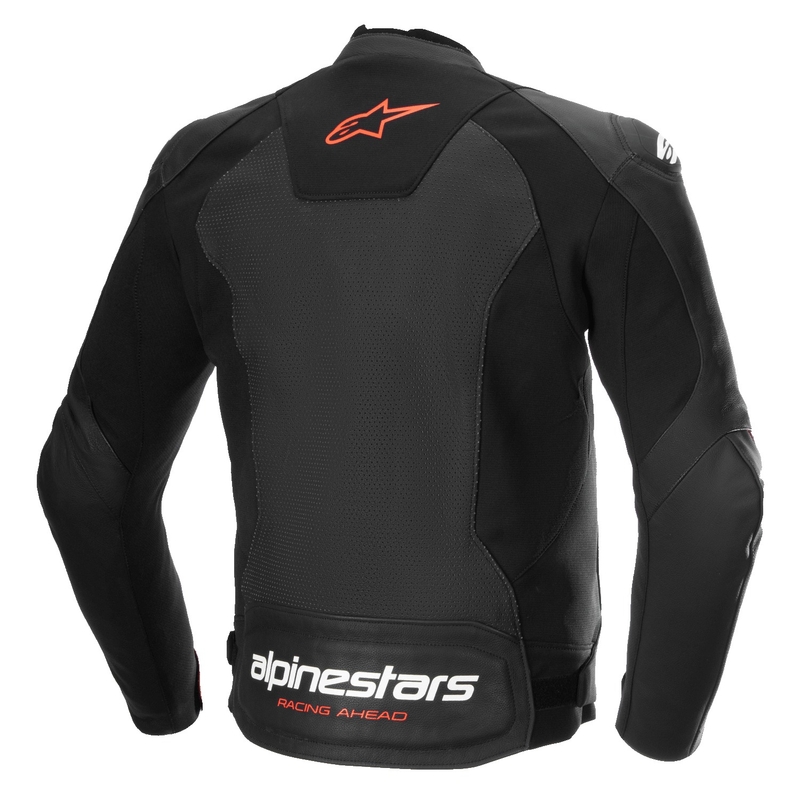 Giacca moto in pelle Alpinestars Faster 3 Airflow nero-rosso fluo