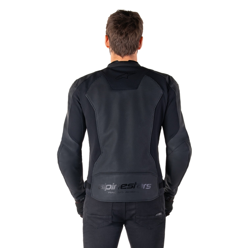 Giacca moto in pelle Alpinestars Faster 3 Airflow nero-nero