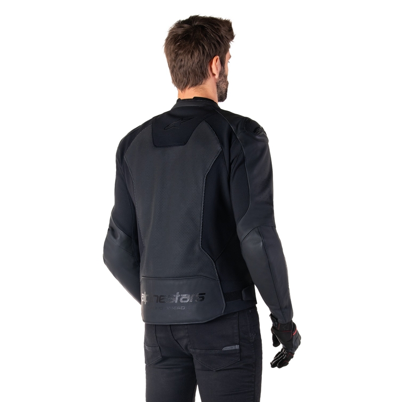 Giacca moto in pelle Alpinestars Faster 3 Airflow nero-nero