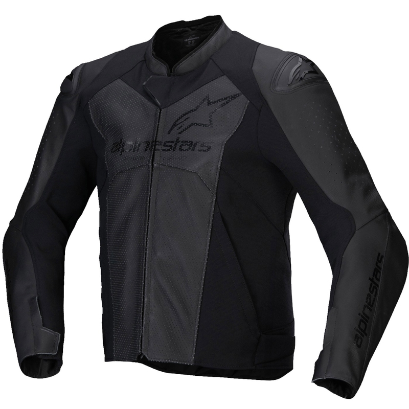 Giacca moto in pelle Alpinestars Faster 3 Airflow nero-nero
