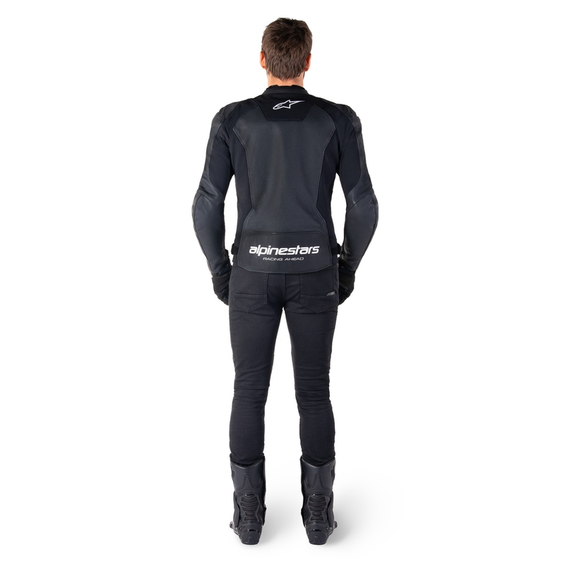 Giacca moto in pelle Alpinestars Faster 3 Airflow nero-bianco