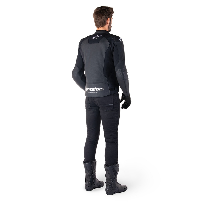 Giacca moto in pelle Alpinestars Faster 3 Airflow nero-bianco