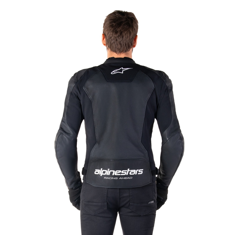 Giacca moto in pelle Alpinestars Faster 3 Airflow nero-bianco