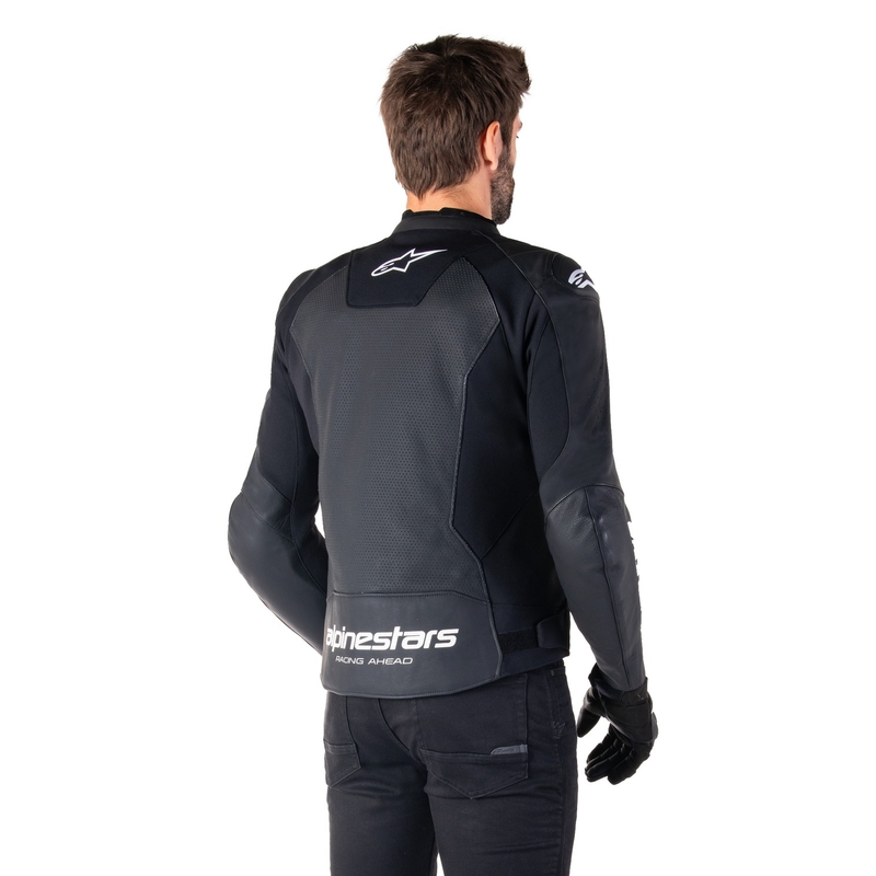 Giacca moto in pelle Alpinestars Faster 3 Airflow nero-bianco