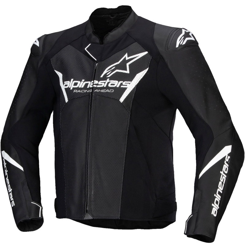 Giacca moto in pelle Alpinestars Faster 3 Airflow nero-bianco