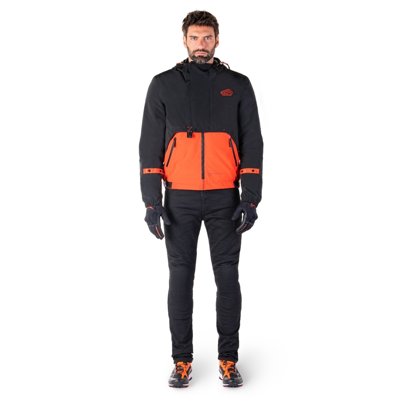 Giacca moto Alpinestars Mootant Waterproof Parka nero-arancio fluo