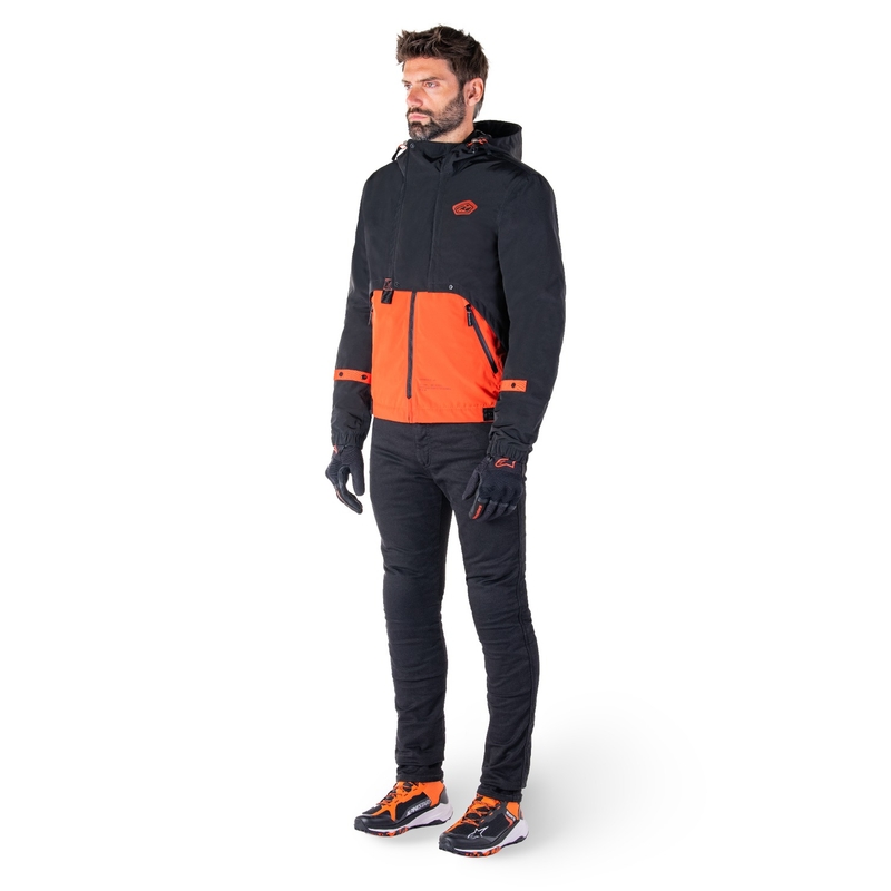 Giacca moto Alpinestars Mootant Waterproof Parka nero-arancio fluo