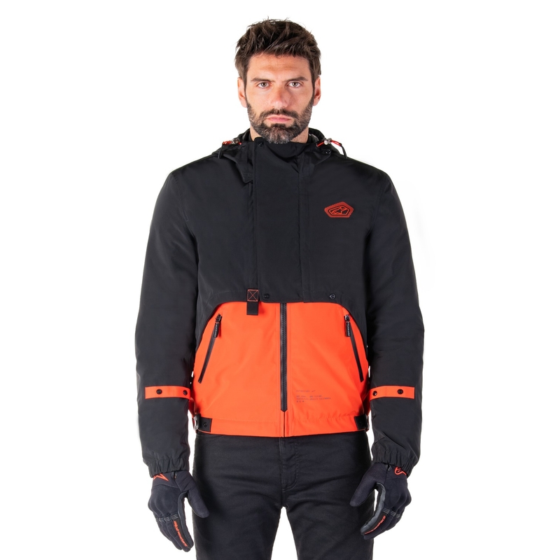 Giacca moto Alpinestars Mootant Waterproof Parka nero-arancio fluo