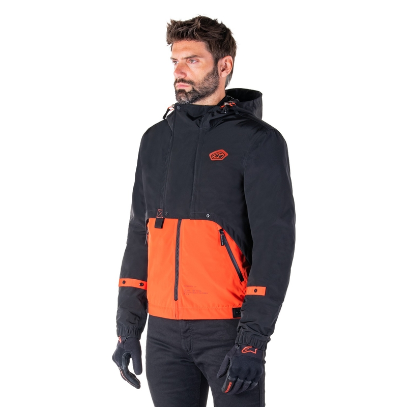 Giacca moto Alpinestars Mootant Waterproof Parka nero-arancio fluo